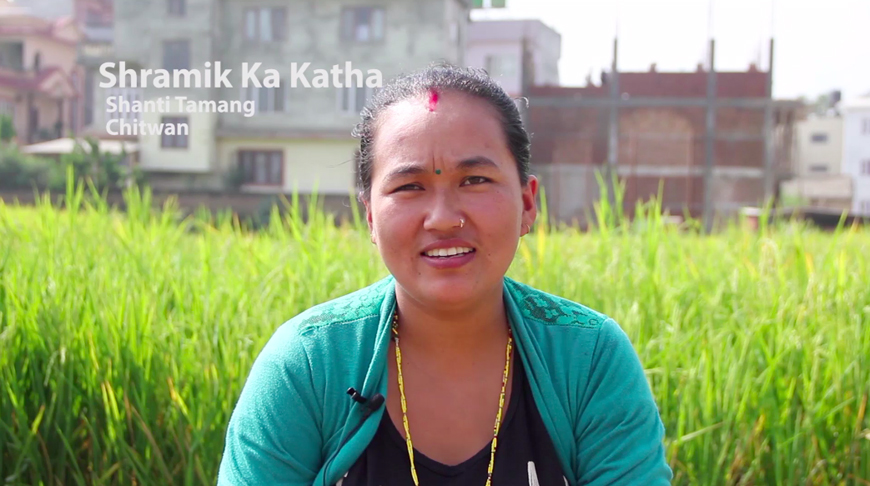 Raju GC, Shramik ka Katha (Migrant’s Story) - Interviewee Shanti Tamang, Multimedia Installation, Chysal, 2018